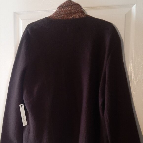 New SUSAN BRISTOL 100% Wool Brown Front Zip Jacket with a Detachable Scarf - Picture 4 of 5